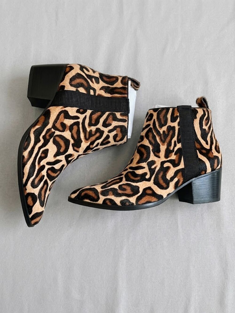 Linea Paolo Sevilla Leather Boots Tan/Black Leopard Sise 7.5